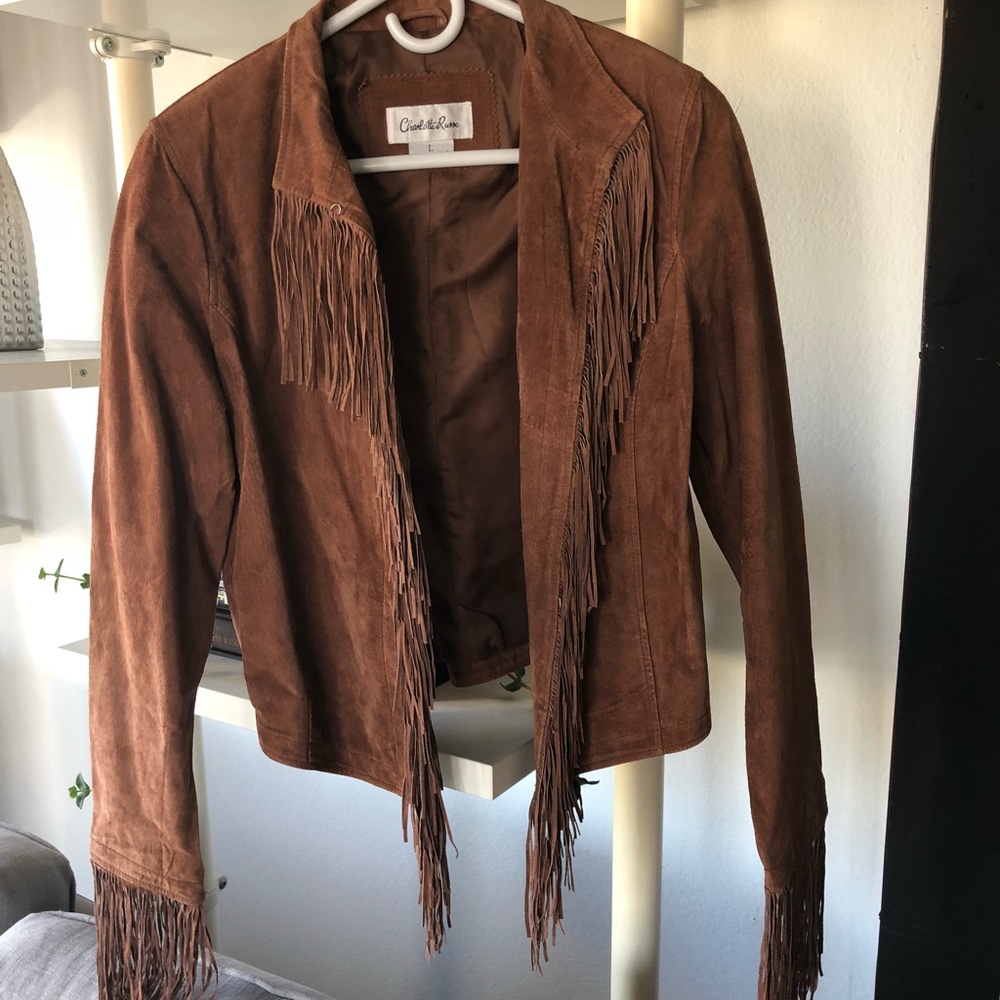 Charlotte Russe suede fringe jacket